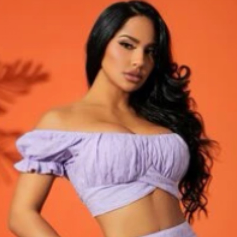 SHEIN | NEW Purple Ruched Bust Lace Up Tie Backless Off Shoulder Crop Тор Size L